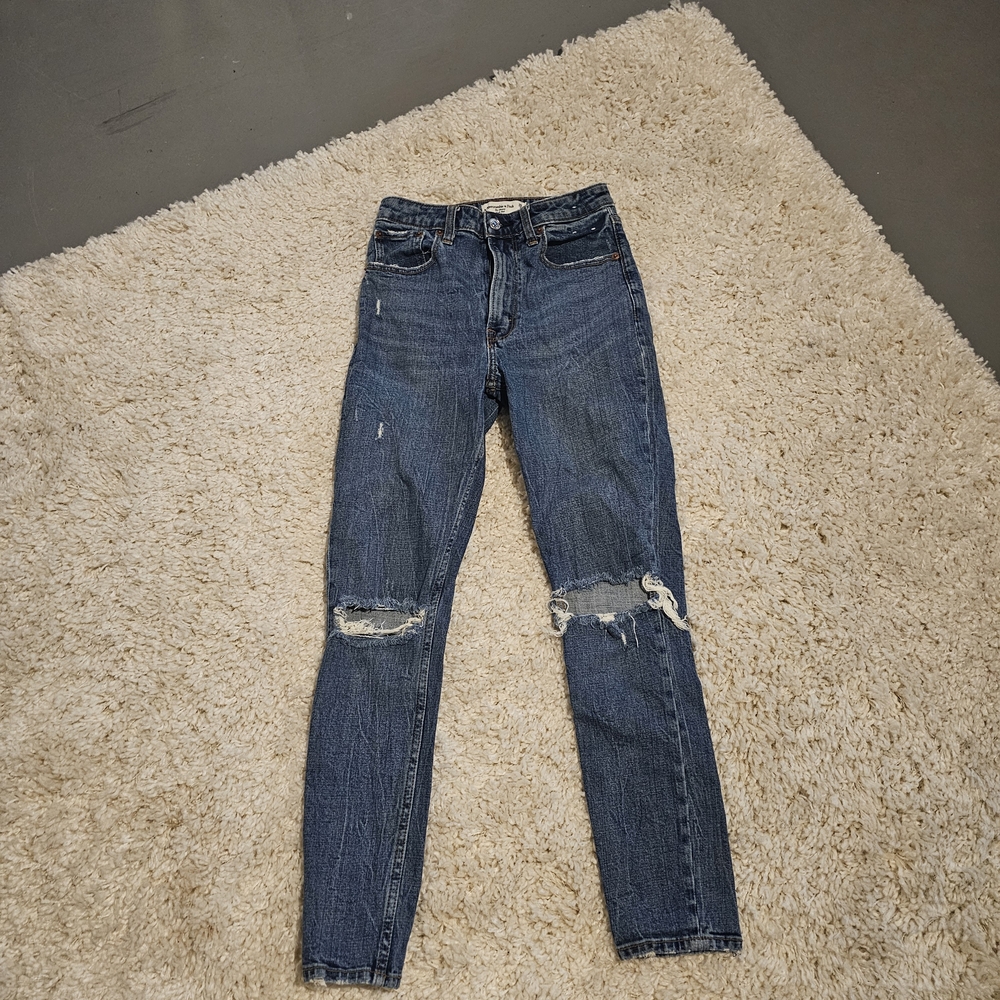 Abercrombie & Fitch Women's Distressed Blue Skinny Jeans